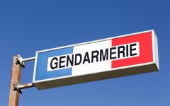 Sign,Of,The,French,Gendarmerie,On,A,Pole.,Gendarmerie,Is